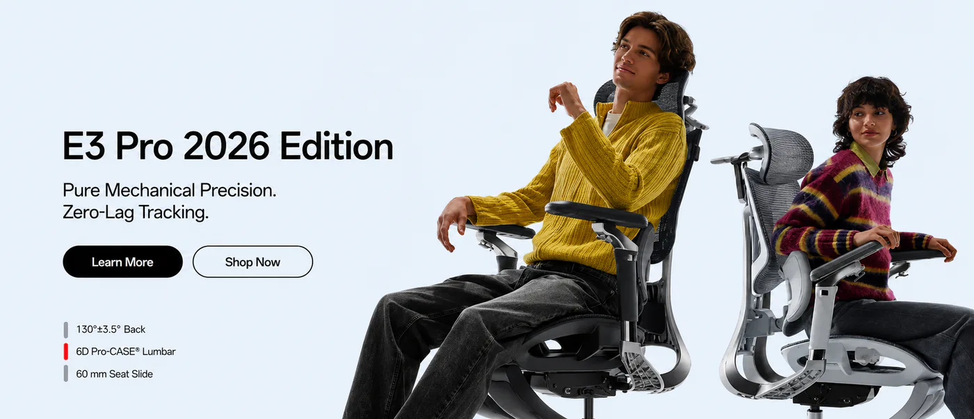 HBADA AI Ergonomic Office Chair with adjustable lumbar support and mechanical armrests in a modern office setup.