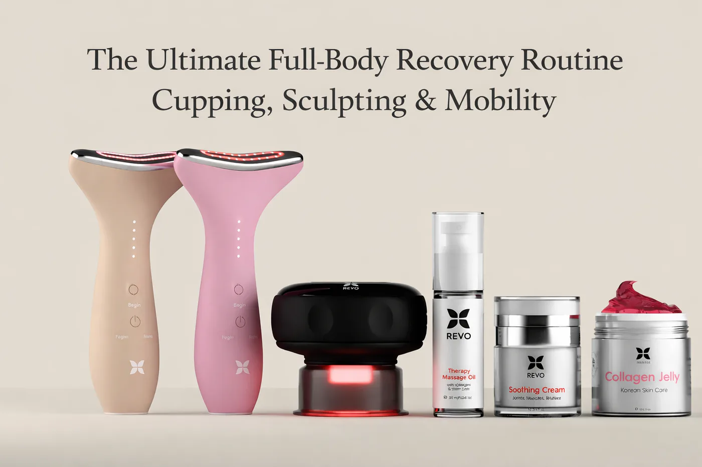 full body recovery routine using smart cupping massager and facial sculpting device at home