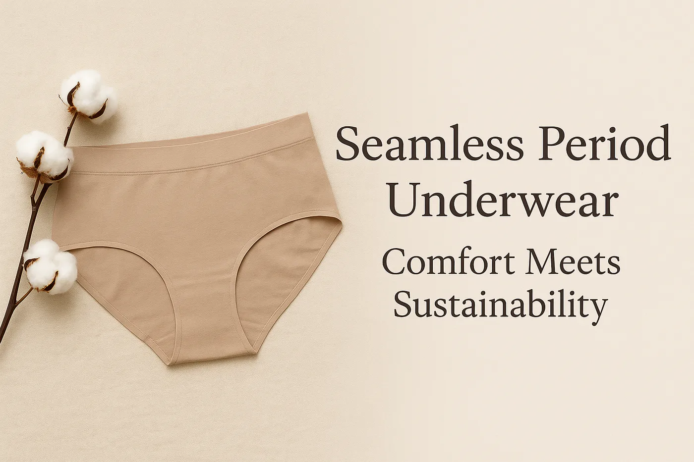 Woman wearing seamless period underwear from We Are Jolies while relaxing at home