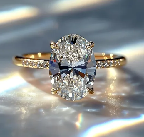 The Opaline - Oval Solitaire Diamond Ring in 18K Gold