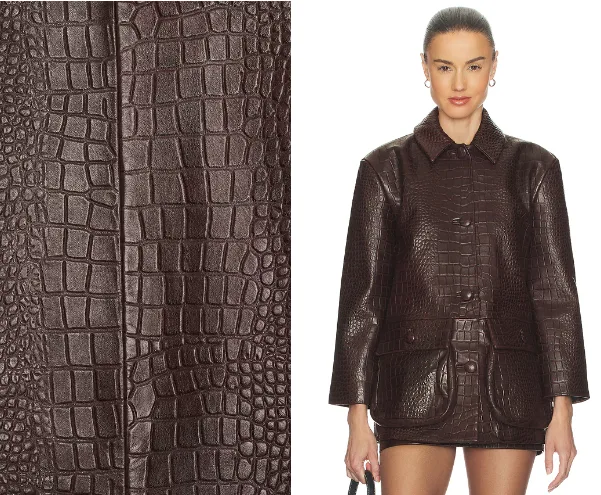 Schoolyard Jacket in Leather With Croc Emboss