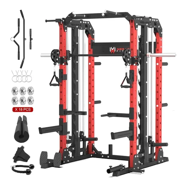 All-In-One Smith Machine P107 – Multi-Functional Home Gym Station with Cable Pulley System