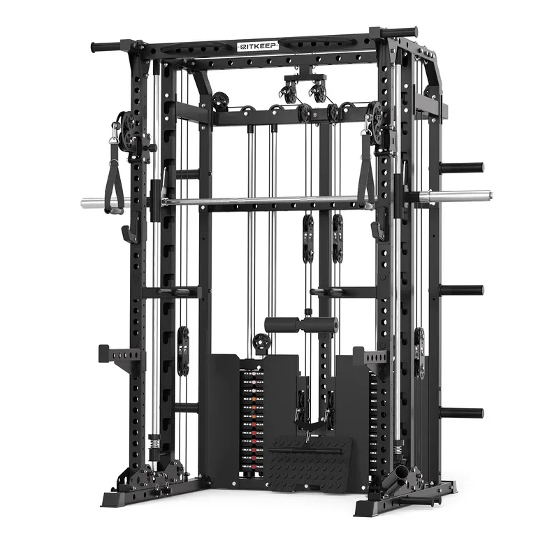 ANVIL S1 Unilateral and Bilateral Training Smith Machine with Rear Dual Weight Stack – All-in-One Home Gym Power Rack with Cable Pulley System
