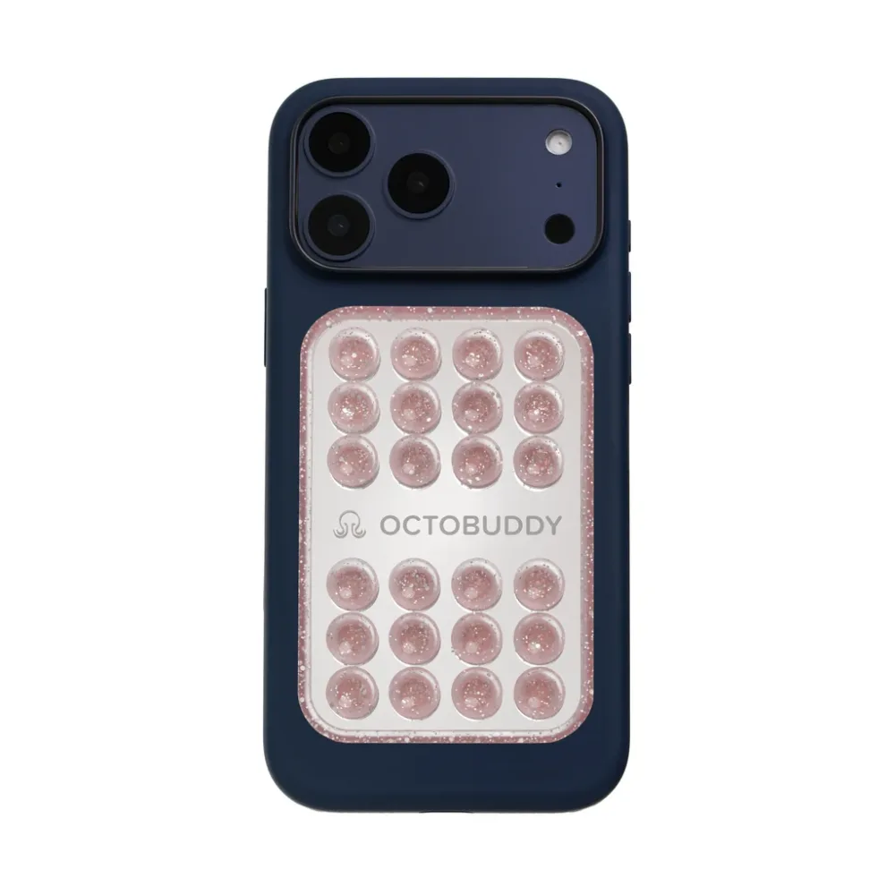 OCTOBUDDY Mirror Phone Mount (Diamonds) - Double-Sided Suction Cup Grip for Hands-Free Selfies & Videos